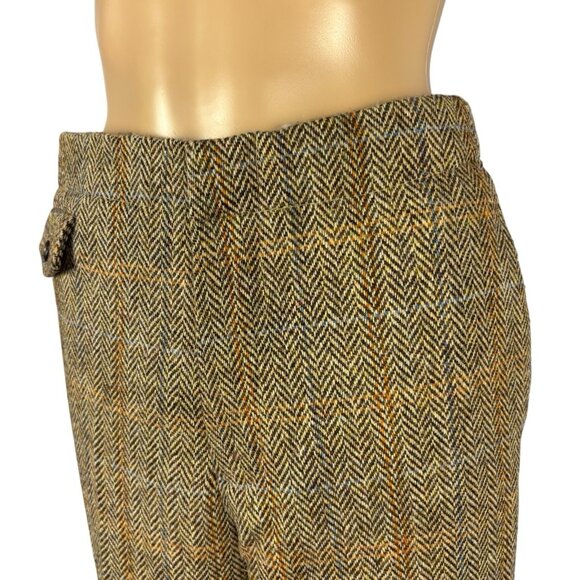Asos Harris Tweed 100% Wool Cropped Trouser 32 Brown Multicolor Herringbone - Picture 7 of 16